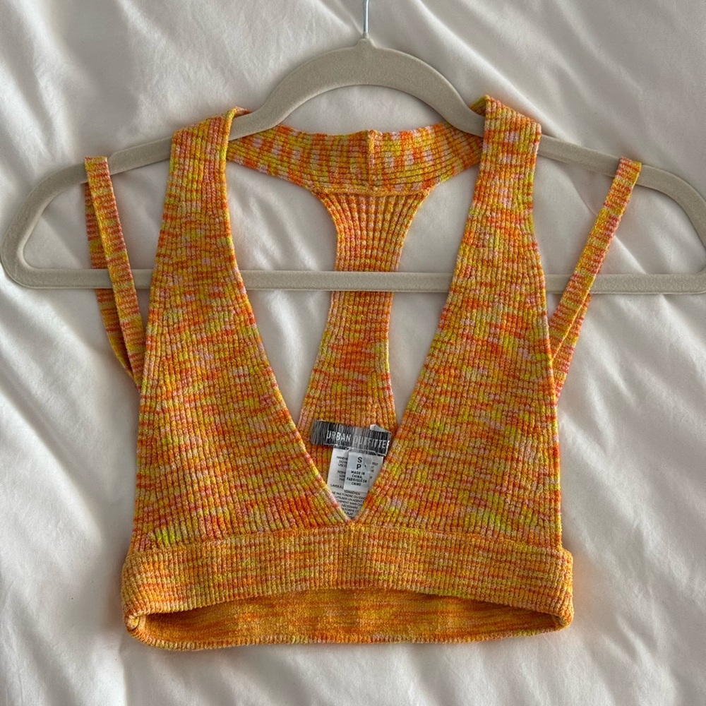 URBAN OUTFITTERS // Neon Deep V Crop Top